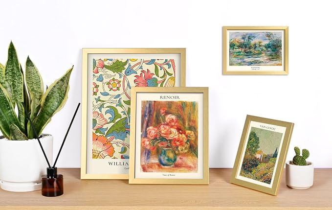 ANERZA 16 PCS Gold Framed Vintage Eclectic Wall Art Decor, William Morris Wall Prints for Bedroom, Gallery Wall Frame Set, Posters for Living Room Aesthetic, Collage Kit, Colorful Dorm Home Artwork