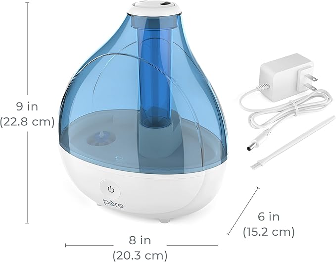 Pure Enrichment MistAire Ultrasonic Cool Mist Humidifier - Quiet Air Humidifier for Bedroom, Nursery, Office, & Indoor Plants - Lasts Up To 25 Hours