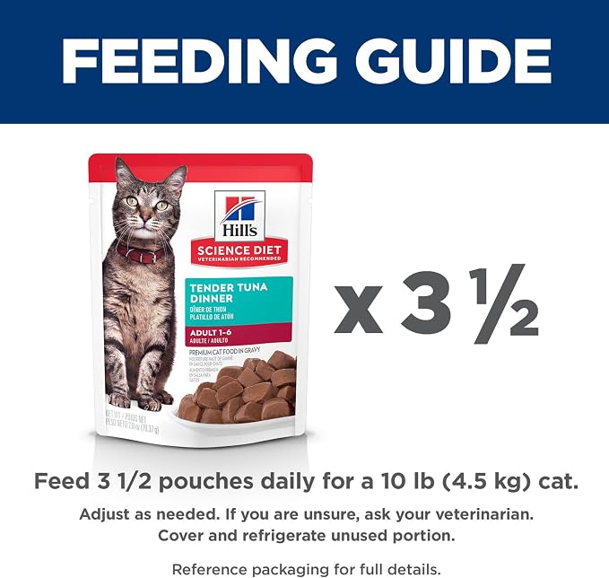 Hill's Science Diet Adult 1-6 Wet Cat Food | #1 Veterinarian Recommended, Tuna Recipe, 2.8 oz. Pouches, 24-Pack