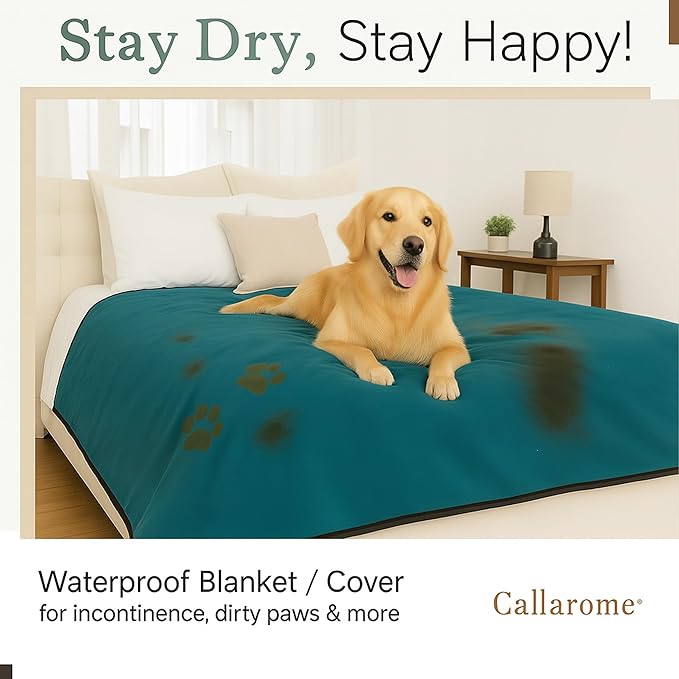 Waterproof Blanket for Bed & Couch Protection, Blue/Beige, 80"x90" | High-Density Heavy-Duty Material – Ultra-Soft & Durable Soft Fleece, Leakproof, Reversible, Silent No-Crinkle Design