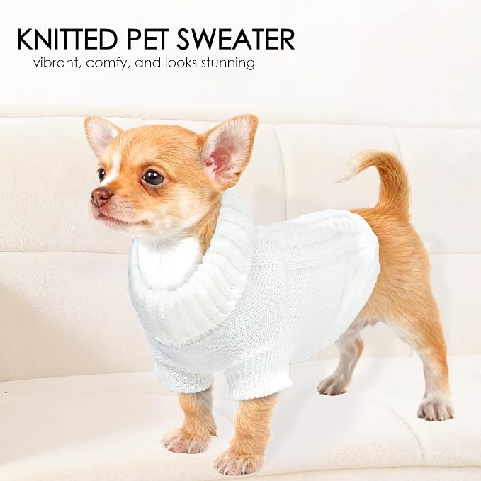 2 Pack Dog Sweaters for Small Dogs, Chihuahua Yorkie Sweater, Dog Clothes for Small Dogs, Winter Warm Pullover Clothing, Pet Cat Cold Weather Puppy Clothes Outfits L
