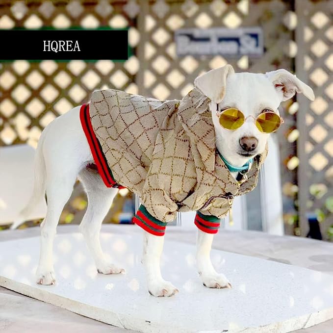 Dog Hoodie Luxury Winter Small Dog Jacket Clothes Classic Designer French Bulldog Teddy Pug Puppy Clothes(L)