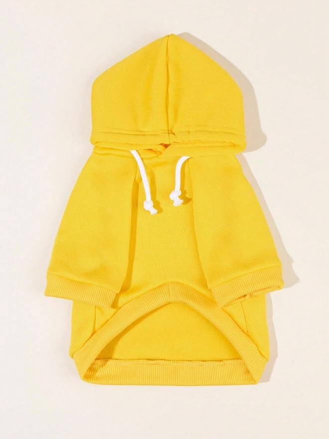 Basic Dog Hoodie Sweatshirt Puppy Sweater Warm Cat Costumes Pet Clothes for Chihuahua Puppy Kitten Small Medium Dogs Yellow Medium