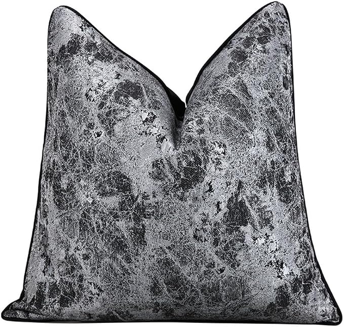 vctops Marble Decorative Luxurious Throw Pillow Covers Jacquard Square Cushion Cases Pillowcase for Bed Sofa Couch Chair Car Home Decor (Marble Black,18"x18")