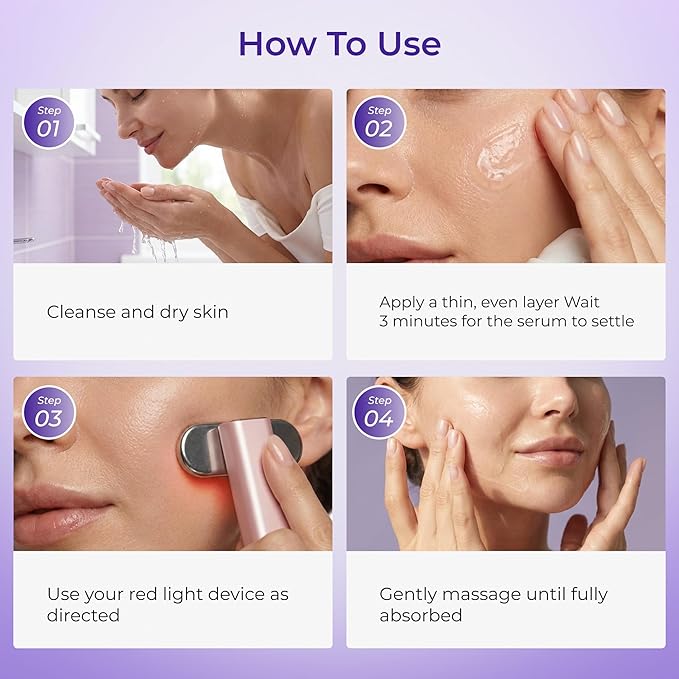 LED Red Light Skincare Activation Serum for Face, Hydrating Gel Serum for Smooth Device Glide & Comfort, Helps Skin Look Radiant and Refined, 2 Pack (2 x 1 fl oz / 30 mL)
