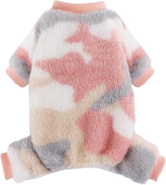 Yikeyo Dog Sweater, Dog Sweaters Pajamas for Small Dogs, Winter Pet Onesies Pjs,Puppy 4 Legged Sweater Clothes for Chihuahua Yorkie Teacup Jumpsuit,Cute Pet Outfits,Pink Camouflage,M,Chest 18.5IN