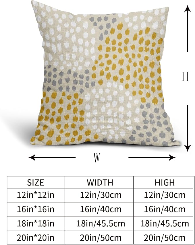 Yellow White Pillow Covers 20x20 Set of 2 Boho Gray Polka Dot Throw Pillows Modern Trendy Print Decorative Outdoor Farmhouse Pillowcase Cushion Cover Linen Pillow Case Decor for Home Sofa Couch Bed