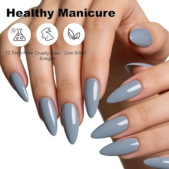 YTD Likomey Gray Blue Gel Nail Polish,15ml Salon Home DIY Manicure and Pedicure Fall Winter Soak Off UV Color Varnish,CS456