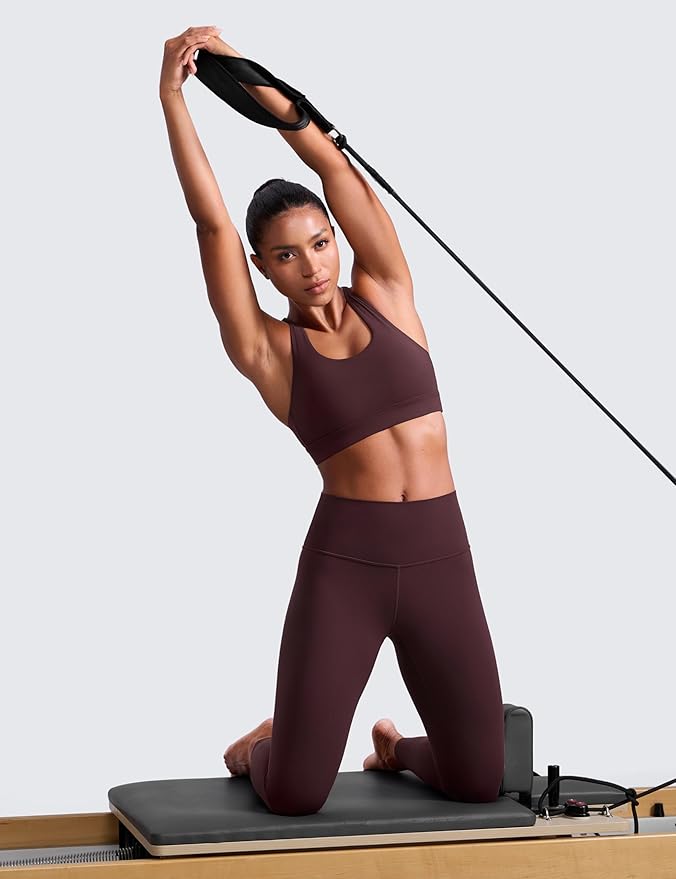 CRZ YOGA Butterlift Wide Criss Cross Straps Supportive Sports Bras for Women - Medium Impact Strappy Gym Padded Workout Top