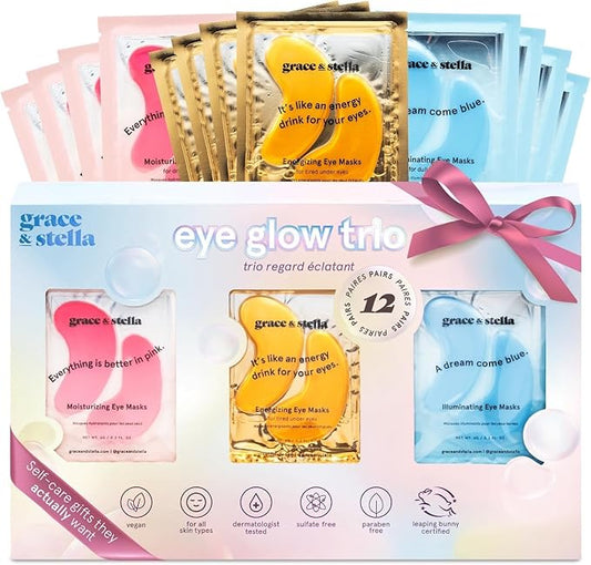 grace & stella Under Eye Patches (12 pairs) Eye Masks for Puffy Eyes and Dark Circles - Stocking Stuffers, Christmas Gifts for Women - Gifts for Birthdays, Bachelorette Party, Bridesmaids, Self Care