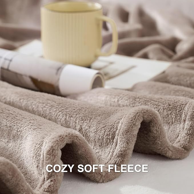 Hansleep Twin Mocha Brown Fleece Blanket, Soft Flannel Bed Blanket | Fuzzy Cozy Blanket 60x80 Inches, Multi-use for Bed, Sofa, Couch, Travel, Camping, All Season Warm Lightweight Cover