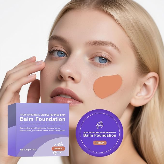Foundation for Mature Skin–Hydrating Age-Defying Makeup Coverage Balm Foundation, Non-Settling Formula for Older Women, Blurs Fine Lines, Satin Finish for All Skin Types (Medium)