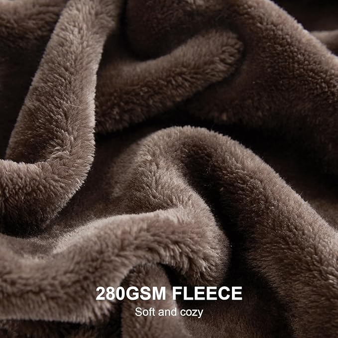 Hansleep Throw XL Brown Fleece Blanket, Soft Flannel Bed Blanket | Fuzzy Cozy Blanket 50x70 Inches, Multi-use for Bed, Sofa, Couch, Travel, Camping, All Season Warm Lightweight Cover