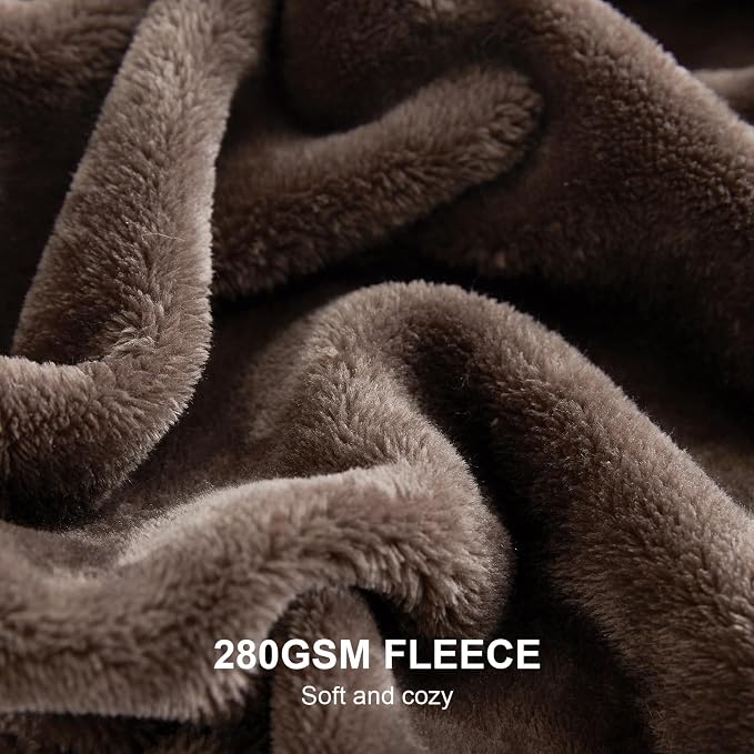 Hansleep Full Brown Fleece Blanket, Soft Flannel Bed Blanket | Fuzzy Cozy Blanket 84x90 Inches, Multi-use for Bed, Sofa, Couch, Travel, Camping, All Season Warm Lightweight Cover