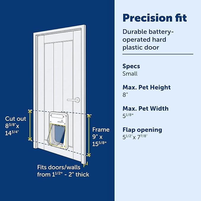 PetSafe Electronic Pet Door, Collar Key Sensor, Cats & Dogs 4-15 lb, Small | Programmable Selective Entry/Exit & Auto-Lock, Battery Operated, Fits Interior/Exterior Doors, up to 5 Keys