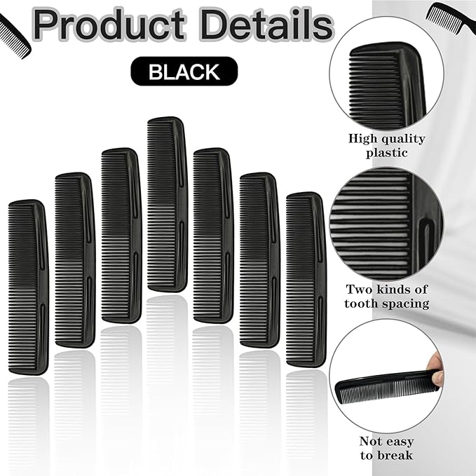 200 Pieces Black Hair Combs, Pocket Hair Combs Fine Dressing Comb for Women and Men