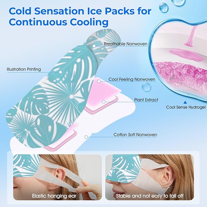 Hydrogel Self Cooling Eye Mask,Cold Eye Mask for Puffy & Burning Eyes,Cold Compress for Fast Relief with Fatigue and Headaches, Individually Wrapped Cool Care Travel Essentials,8 Packs