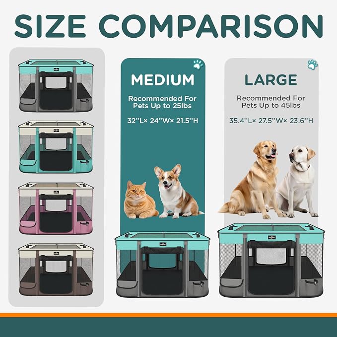 Paw Ballet Foldable Pet Kitten Playpen, Waterproof Portable Dog Cat Playpen Kennel Tent for Small Cat Dog, Retractable Shade Cover with Free Carrying Case, Indoor Outdoor Use for Small Animals.