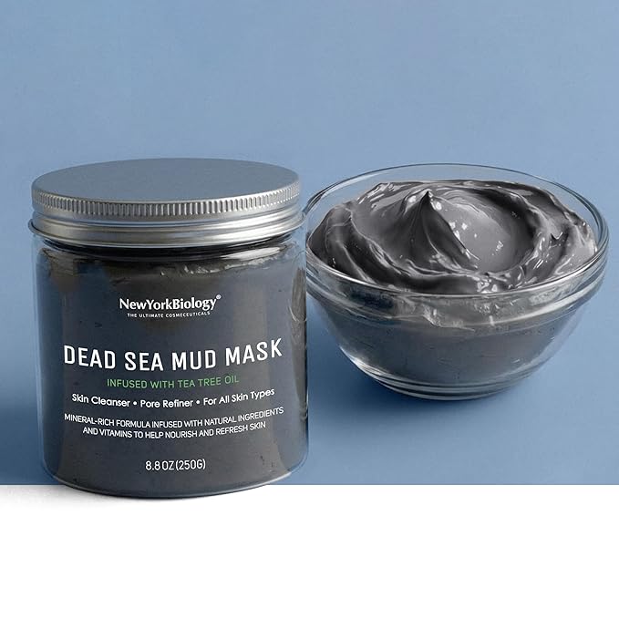 New York Biology Dead Sea Mud Mask for Face and Body | with Tea Tree | Spa Quality Pore Refiner for Oily Skin | Natural Skincare for Women & Men | Tighten Skin for A Healthier Complexion | 8.8 oz