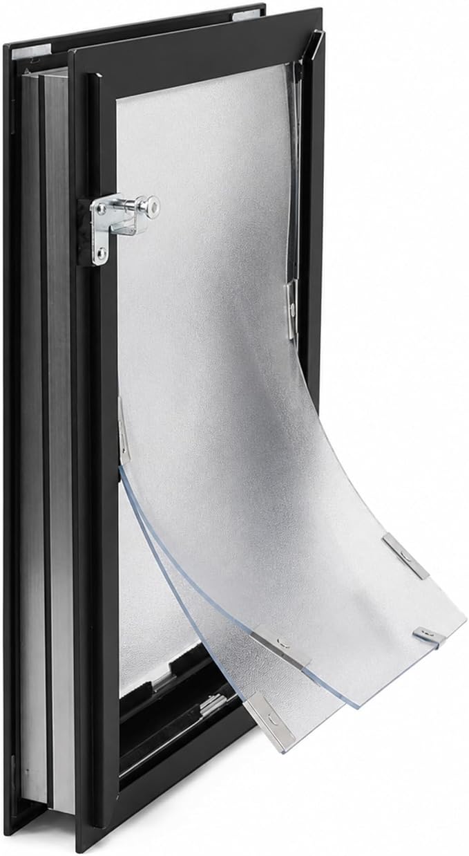 Door Model | Cat & Dog Doors | Energy Efficient Double Vinyl Flaps | Locking Security Cover | Skilled Install Required | Heavy Frame of Extruded Aluminum | Steel Reinforced Corners | Hale Pet Door