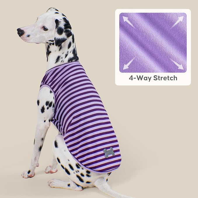 KYEESE 2Pack Cotton Dog Shirt for Small Dogs Soft Striped Tank Top | Reflective for Safety, Lightweight & Breathable, Gentle on Sensitive Skin, Stretchy & Free to Move, Comfortable Daily Wear