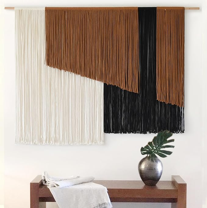 Jakalin Macrame Wall Hanging, Dip Dye Fiber Yarn Art, Boho, 57"x43" | Hand-dyed Cotton, Fine Craftsmanship, Boho Tapestry, Living Room, Bedroom, Nursery, Apartment Decor