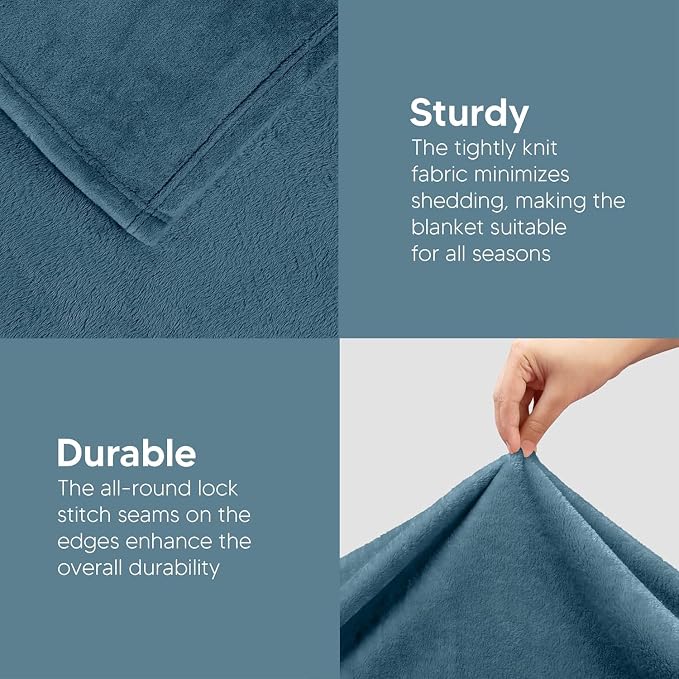 Utopia Bedding Soft Fleece Bed Blanket Twin Size Stone Blue (60x80 Inch) | Microfiber Plush Warm Lightweight Breathable Cozy Blanket Anti-Static, All Season Use, Gift for Women and Men