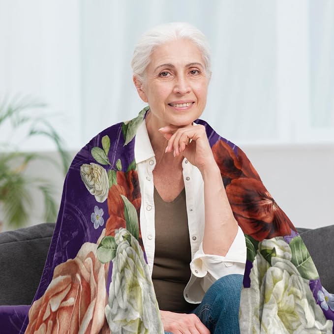 Retirement Gift for Woman 2026, Purple Retirement Blanket for Women 60"x50" | Happy Retired Gifts, Soft Purple Retirement Throw for Retiring Coworker, Teacher, Nurse, Mom, Farewell & Going Away Gift