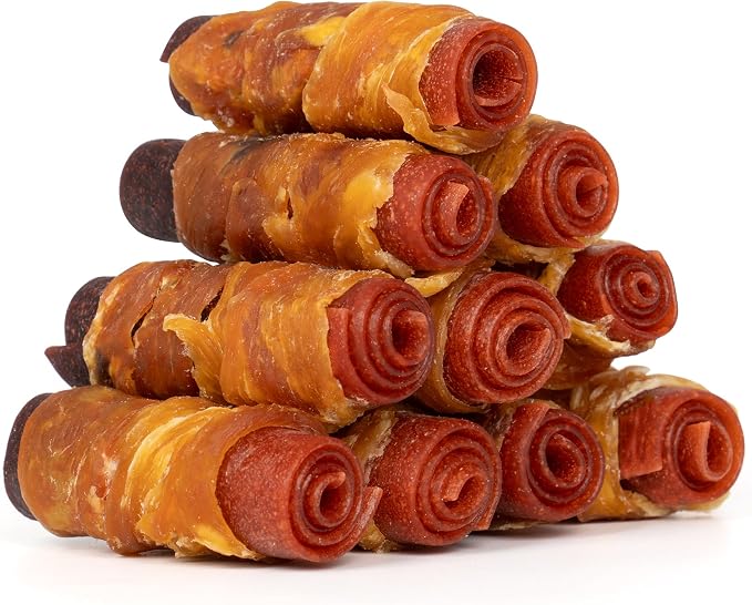 MON2SUN Dog Treats, 3 Inch Rawhide-Free Chicken, Duck & Beef Rolls,13.23 oz | Easy-To-Digest Texture, Suitable for Small Dogs, Daily Reward Use, Made with Real Meat