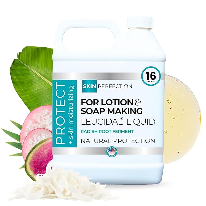 Skin Perfection Leucidal Liquid Radish Root Natural Alternative to Synthetic Preservatives with Vitamin C Serum Hyaluronic Acid Body Lotion Water-Soluble DIY Skincare (16 Fl Oz (Pack of 1))