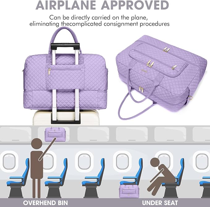 Large Women Travel Duffle Bag, Weekender Bags for Women with Shoe Compartment, Carry on Overnight Bag with Toiletry Bag, Gym Duffel Bag with Wet Pocket, Hospital Bags for Labor and Delivery 3 PCS Set