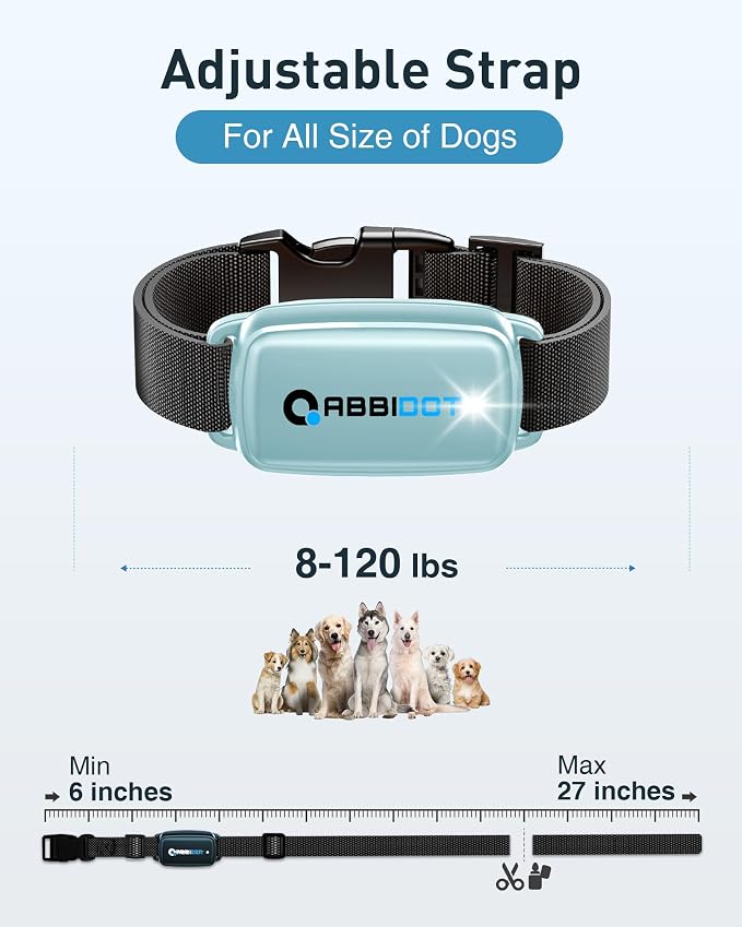 ABBIDOT Shock Collar for 2 Dogs, 3300 FT Dog Training Collar with Remote, IPX7 Waterproof with 4 Training Modes and Night Light, Rechargeable E-Collar for All Breeds (15-120 lbs),Blue Black