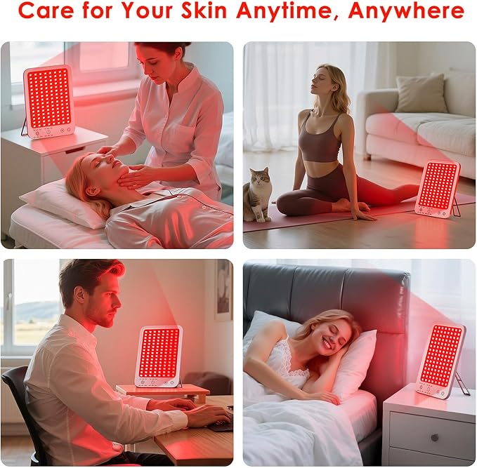 Red Light Therapy for Body Face, Infrared Red Light Panel with Adjustable Stand, 660nm and 850nm Near Infrared Therapy Lamp with 3 Modes, 6 Adjustable Brightness and Timer, for Home and Travel Use