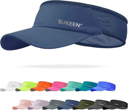 Sukeen Lightweight Sports Sun Visor Hat for Men Women | Packable, breathable, quick-dry, UPF50+ cooling visor hat, stretch fit, for running, tennis, golf, pickleball, softball