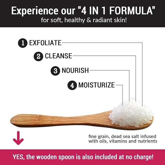 pureSCRUBS Premium Sea Salt Body Scrub Set - Large 16oz Peppermint Scrub With Infused Essential Oils & Nutrients, Includes Wooden Spoon, Loofah & Oatmeal Exfoliating Bar Soap