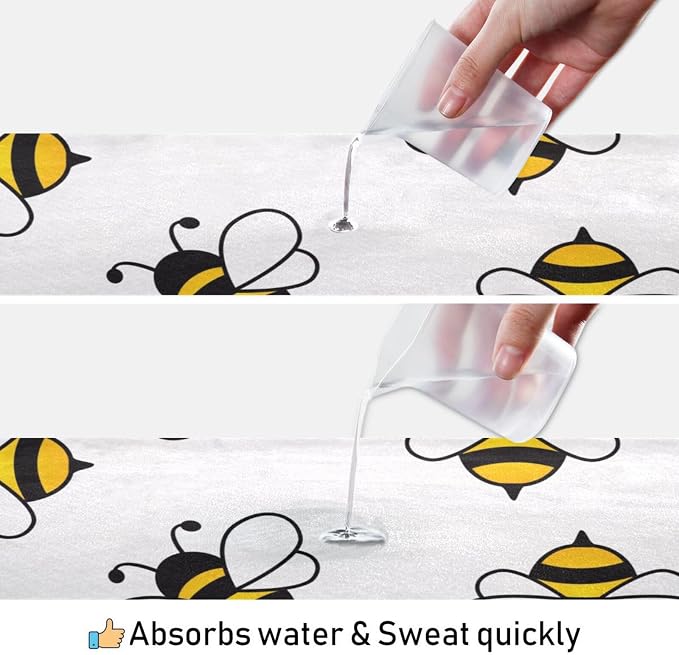 Non Slip Yoga Towel 73 x 27 in Honey Bee Sweat Absorbent Yoga Mat Towel for Hot Yoga, Pilates and Workout