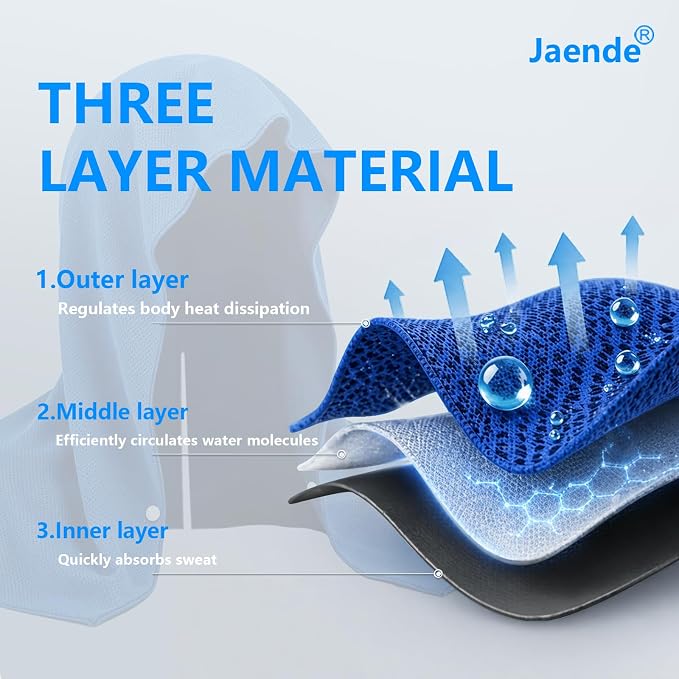Jaende 2Pack Cooling Hoodie Towel, UPF 50+ Sun Protection Ice Towel, Instant Cooling Towels for Neck and Face, Perfect for Sports, Gym, Workout, Yoga, Running & Hot Weather
