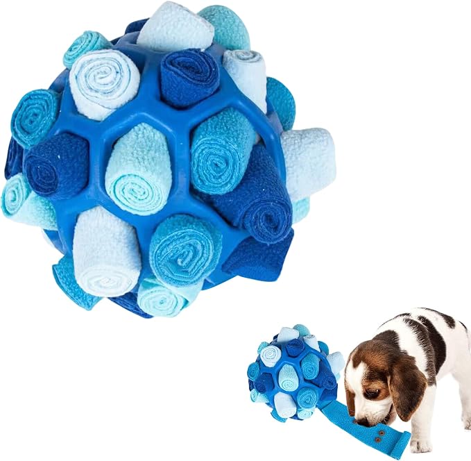 Mira's Pocket Dog Snuffle Ball Toy, Mental Stimulation Chew Toy for Dogs & Cats, 14cm Licking Mat Treat Dispensing Ball with Hollow Design, Slow Feeder for Fast Eaters (Blue)