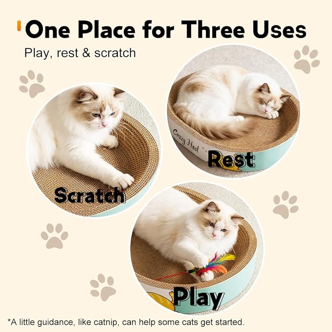 Extra Large Cat Scratcher Bed, 19.7" L x 13.8" W x 3.5" H Anti-Tip XL XXL Cat Scratch Cardboard, Scratching Board Pad for Indoor Cats Kitty Kittens, Scratch Lounge House Couch, Furniture Protector