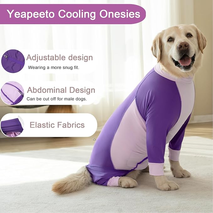 Dog Sun Protection Cooling Suit UPF 50+, Quick-Dry Breathable Jumpsuit for Large & Medium Dogs, Outdoor Dirt-Resistant Shedding Control Pet Apparel (Berry Purple, 5X-Large)