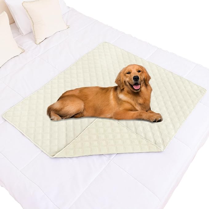 Smiry Waterproof Reversible Pet Couch Covers for Dogs | Pet Friendly, Soft Fabric, Washable Sofa Furniture Protector for Dogs Cat Kids, Checkered (40"x50", Beige/Beige)