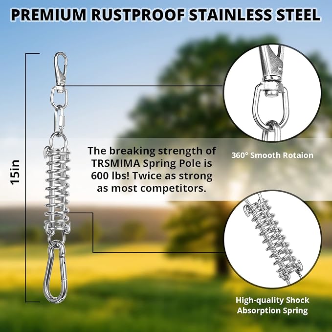 TRSMIMA Spring Pole Rope Toys - Spring Pole for Dogs