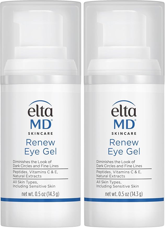 EltaMD Renew Eye Gel,Serum for Dark Circles and Puffiness,Under Eye Serum for Face,Anti Aging,Minimizes Fine Lines and Wrinkles,0.5 oz Pump,(Pack of 2)