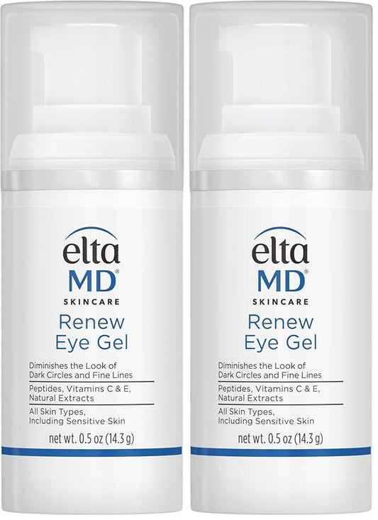 EltaMD Renew Eye Gel,Serum for Dark Circles and Puffiness,Under Eye Serum for Face,Anti Aging,Minimizes Fine Lines and Wrinkles,0.5 oz Pump,(Pack of 2)
