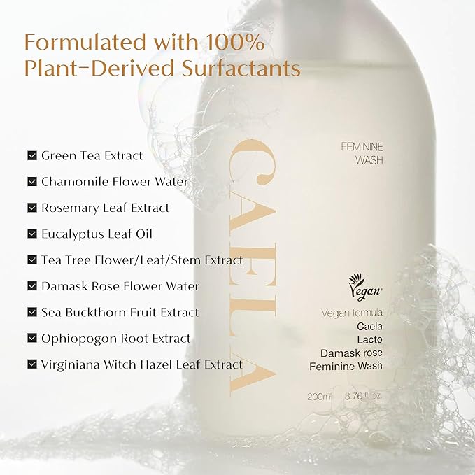 CAELA Feminine Wash Foam, pH-Balanced Formula with Triple Lactobacillus Ferment Complex – Gentle Daily Feminine Care for Women, Sea Buckthorn & Damask Rose, Sulfate-Free K-Beauty, 5.07 Fl Oz