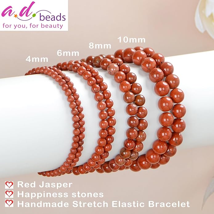AD Beads Handmade Gemstone Stretch Elastic Bracelet Crystal Healing Reiki Nature's Beauty and Spiritual Essence Unisex
