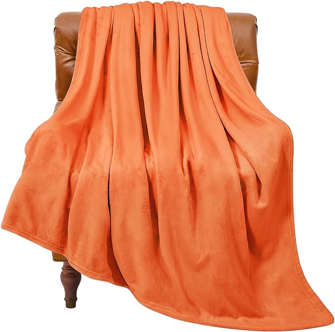 BEDELITE Fleece Blanket Soft Fall Twin Size Blanket Orange 60"x80" | Ultra Soft Fleece, Plush Microfiber, Lightweight Warmth, Fall Decor, Fade Resistant, Machine Washable, Couch Sofa Bed