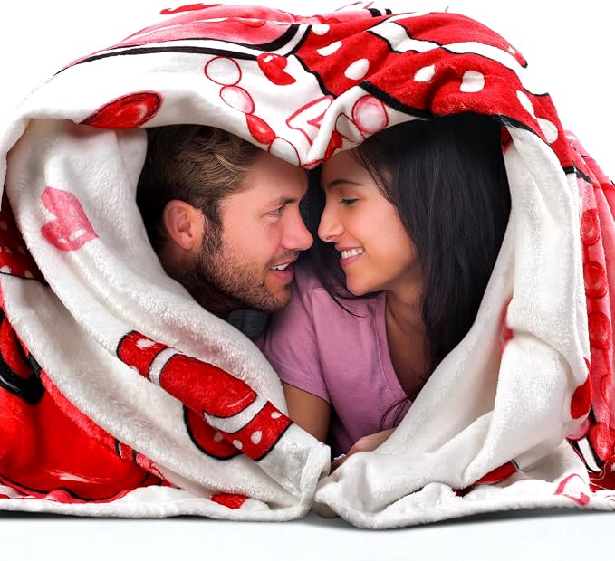 50'' x 60'' Valentine's Day Gift Throw Blanket Plush Home Decor | Red Heart Love Valentine Blanket Home Decor for Sofa Couch Bed
