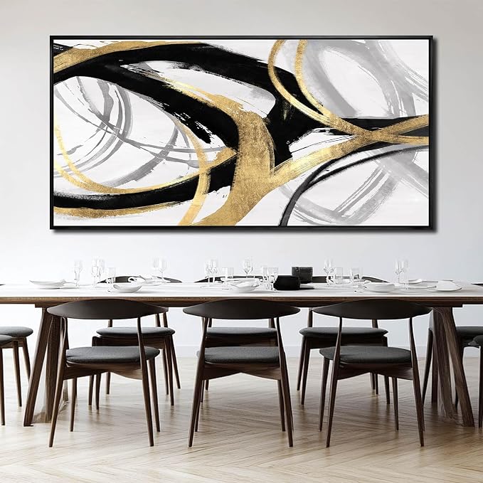 Large Canvas Wall Art Room Decor Framed Wall Art Abstract Line Paintings Home Decoration for Living Bedroom Office 29"x58"
