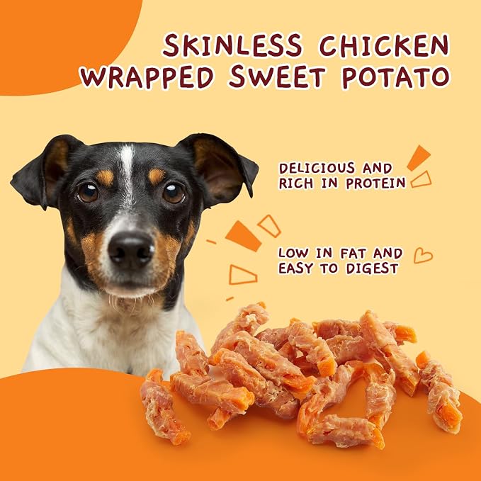 Jungle Calling Chicken & Sweet Potato Treats, Fiber-Rich, Digestible Chews | For Small to Large Dogs, Rawhide Free, Stomach-Friendly, High-Protein, No Artificial Colors, Ideal for Daily Rewards, 10.6 Oz